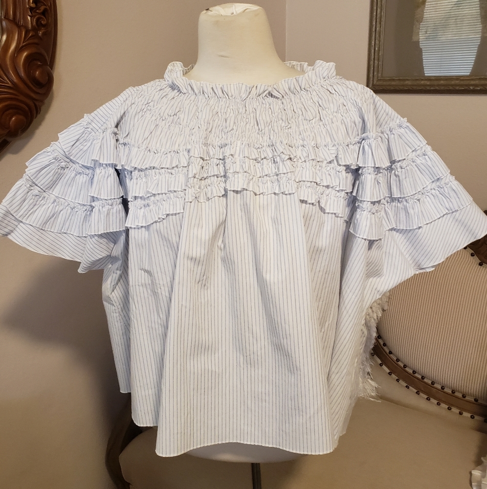 Madewell x Karen Walker Striped Ruffle Top - Picture 2 of 9